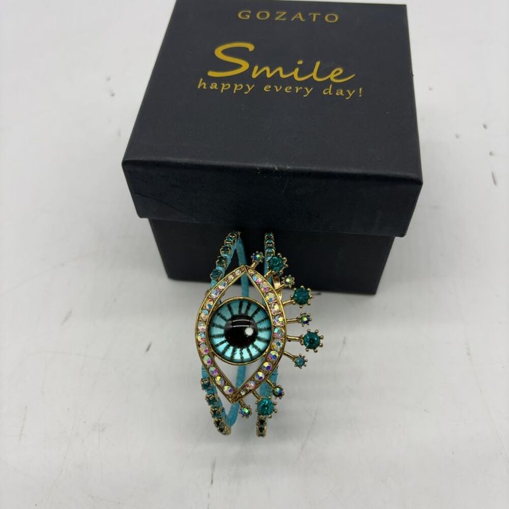 Betsey Johnson The Eyes Have It AB EyeLashes Cuff Bracelet Evil Eye 3rd Eye